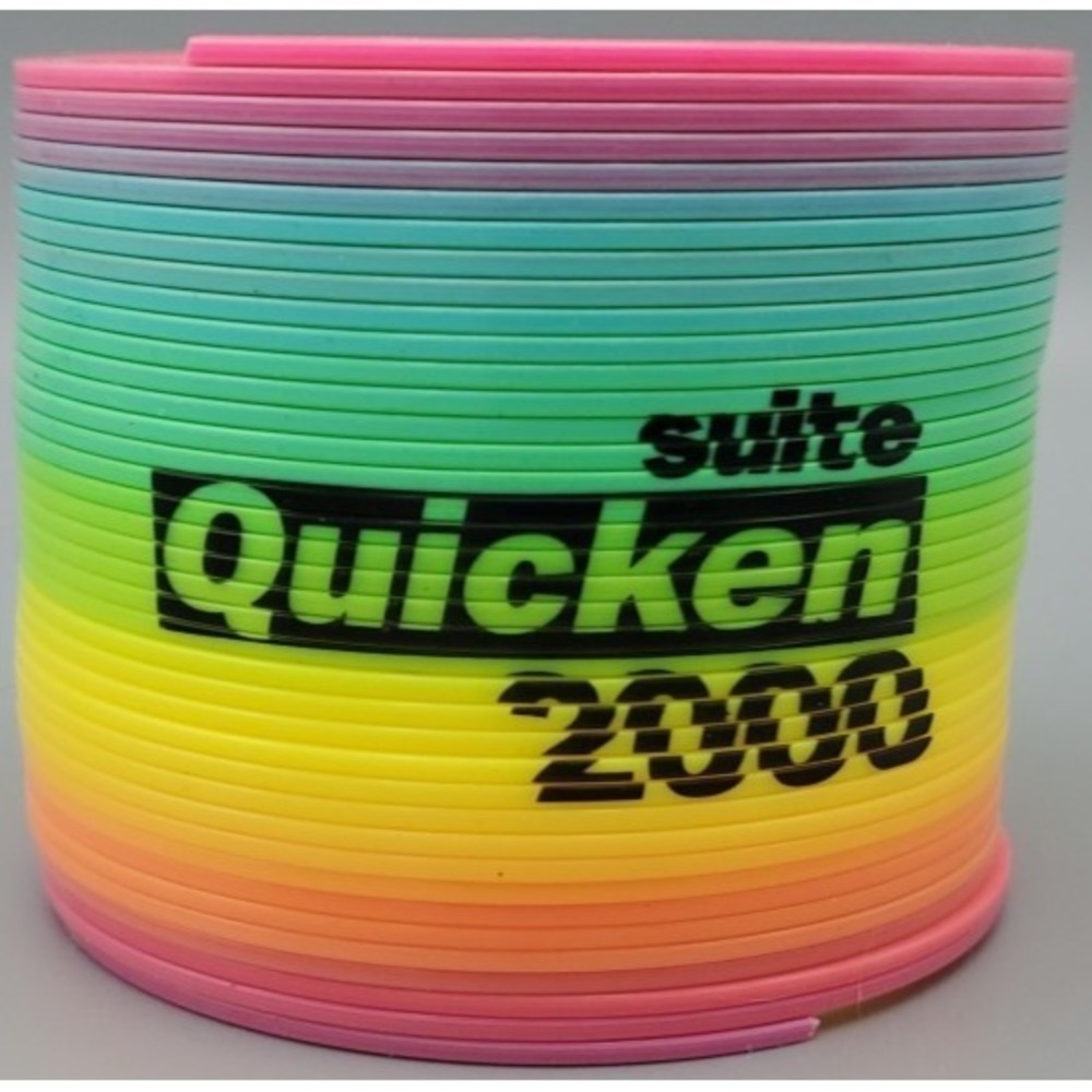 Rainbow Color Intuit Quicken 2000 Y2K Plastic Coil Desk‎ Fidget Toy Advertising